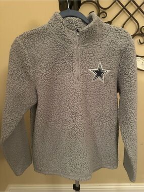 Kids Sherpae Half-Zip Pullover with Star Patch - Gray